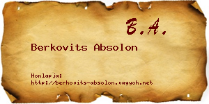 Berkovits Absolon névjegykártya